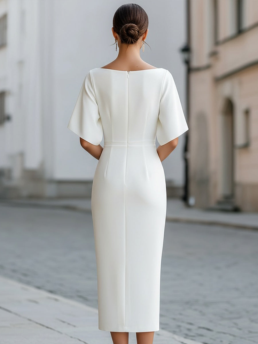 Alexandra - Midi dress with boat neckline