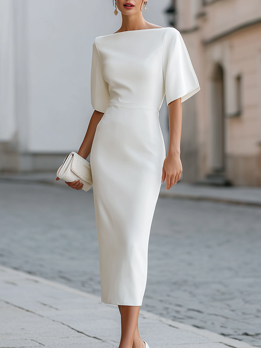 Alexandra - Midi dress with boat neckline