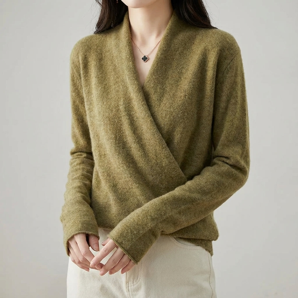 Wool blend wrap sweater