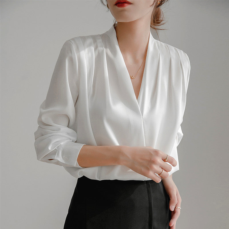 Ava V-Neck Satin Blouse