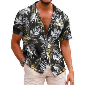 Men’s Tropical Print Shirt – Short Sleeves – Button Front