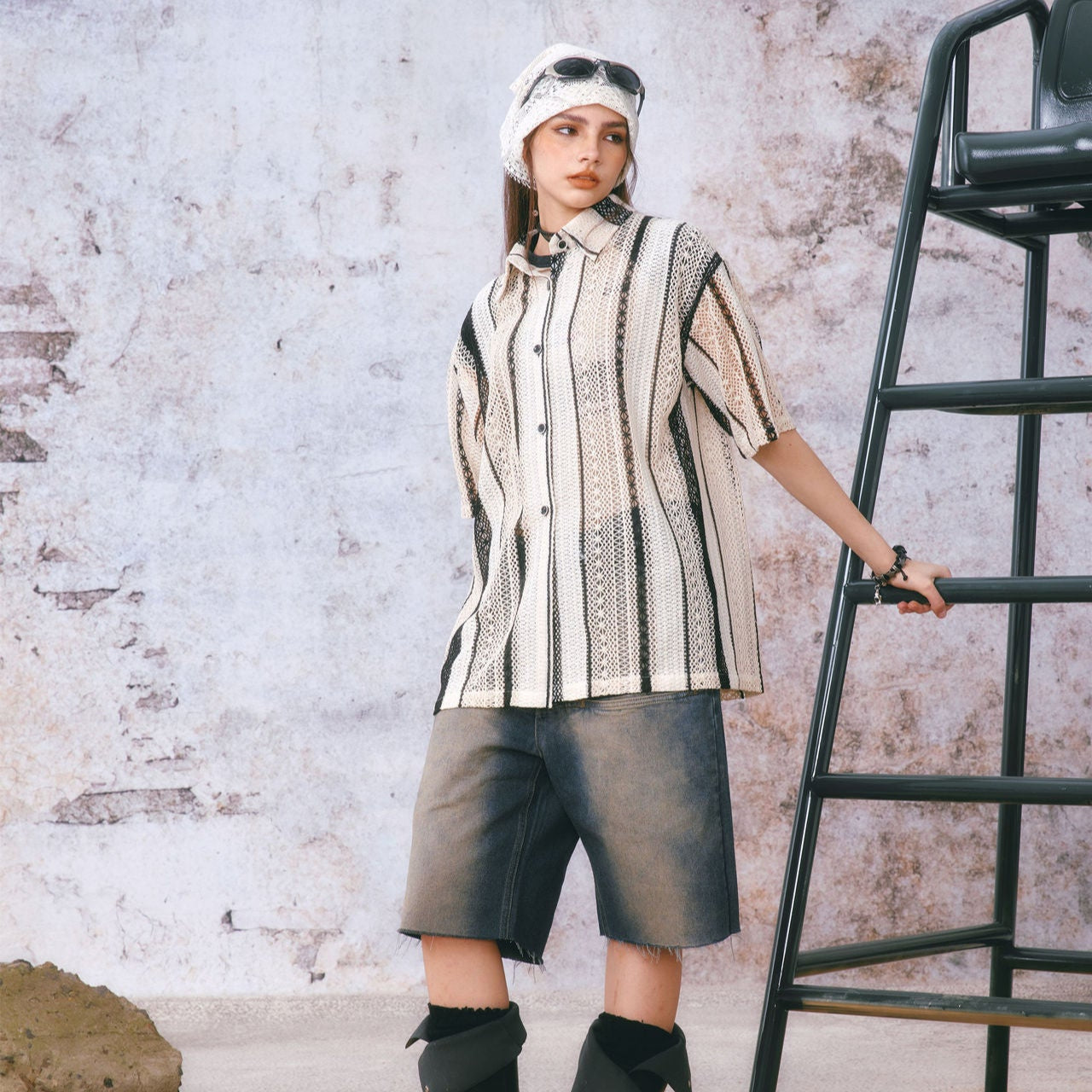 Noir Honeycomb Blouse