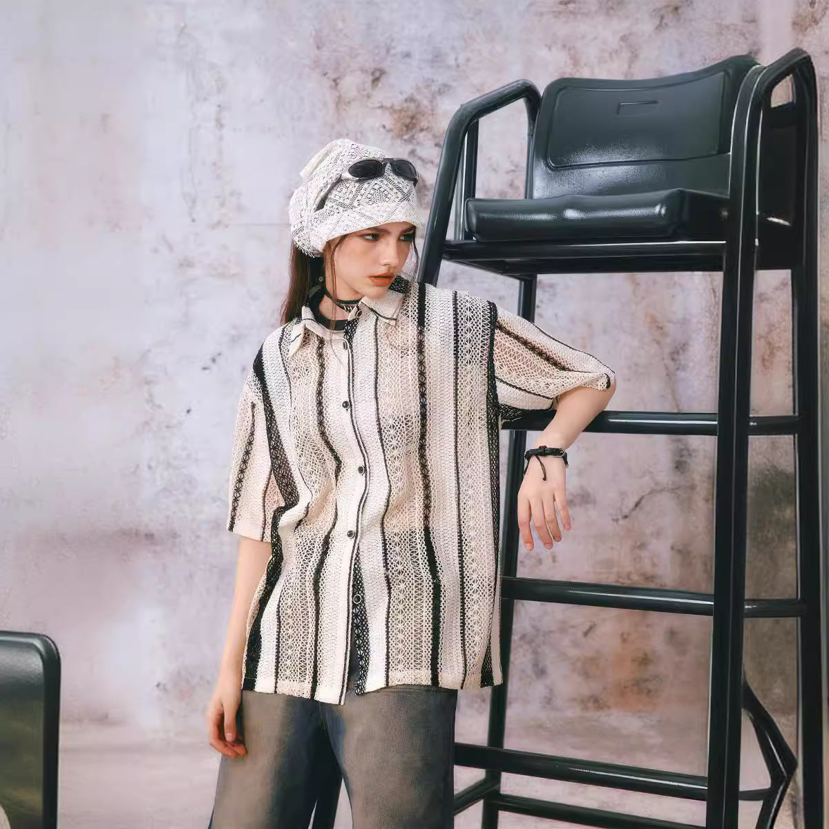 Noir Honeycomb Blouse