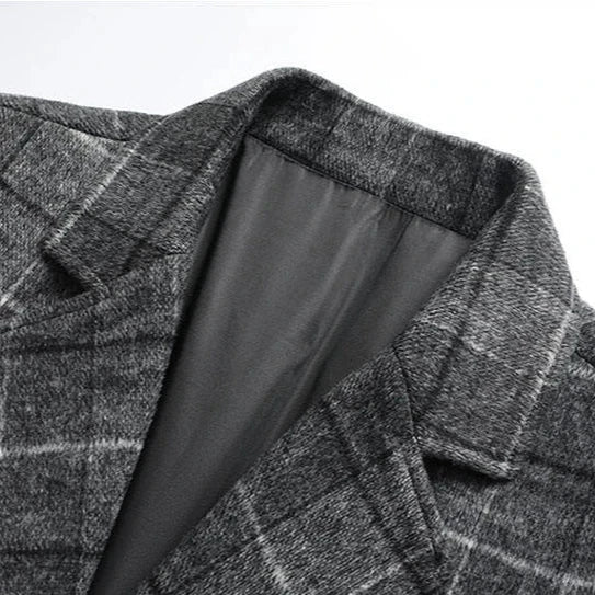 Brushed Plaid Overcoat