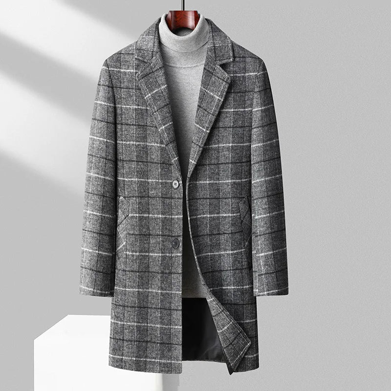 Brushed Plaid Overcoat