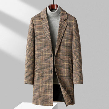 Brushed Plaid Overcoat