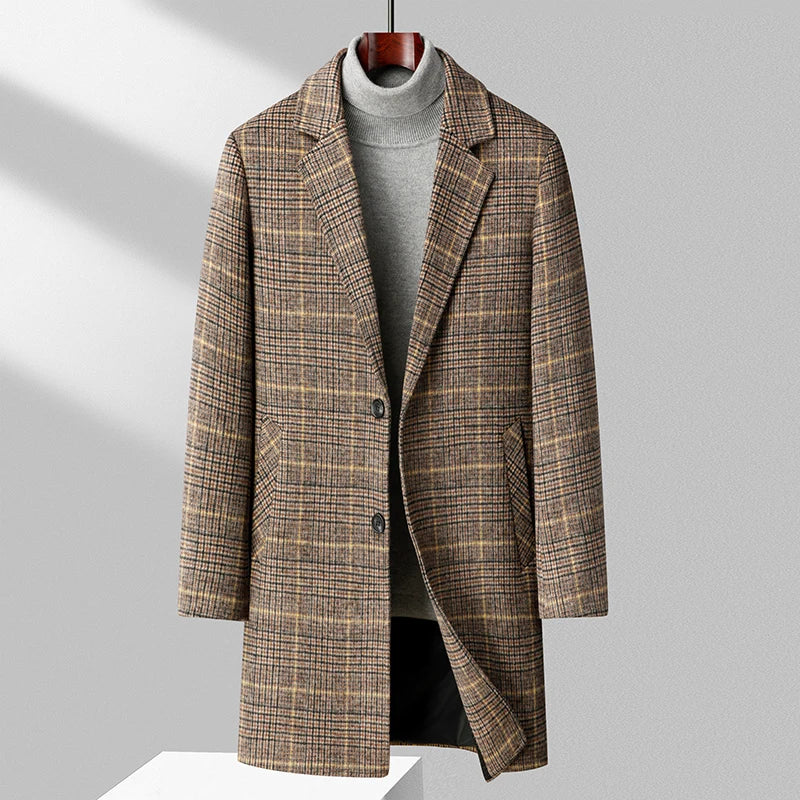 Brushed Plaid Overcoat