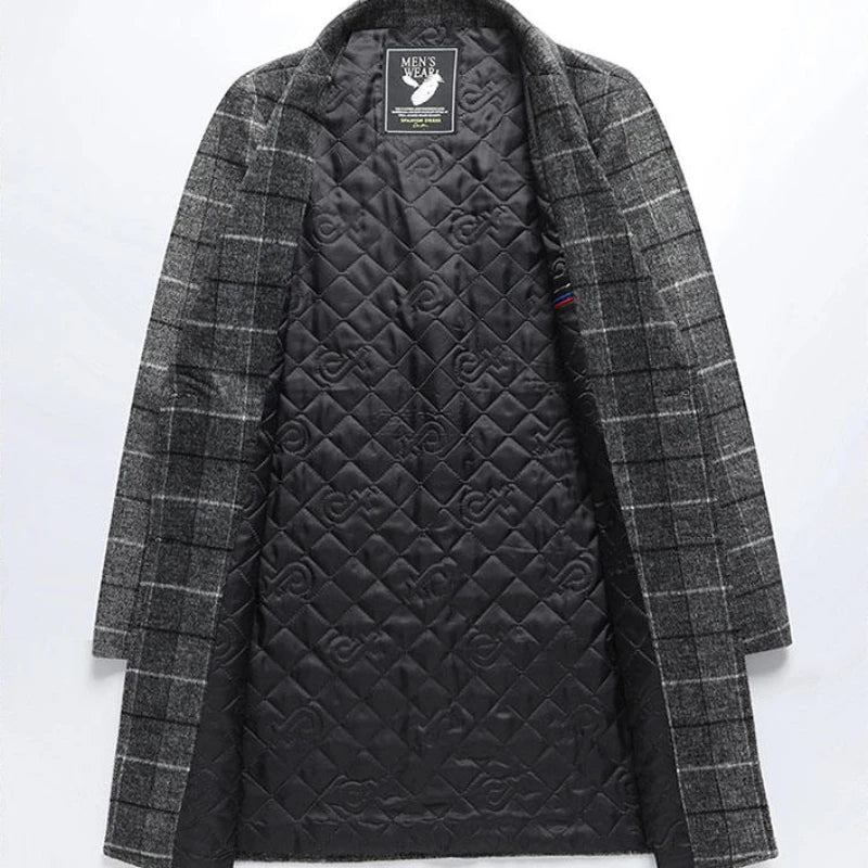 Brushed Plaid Overcoat