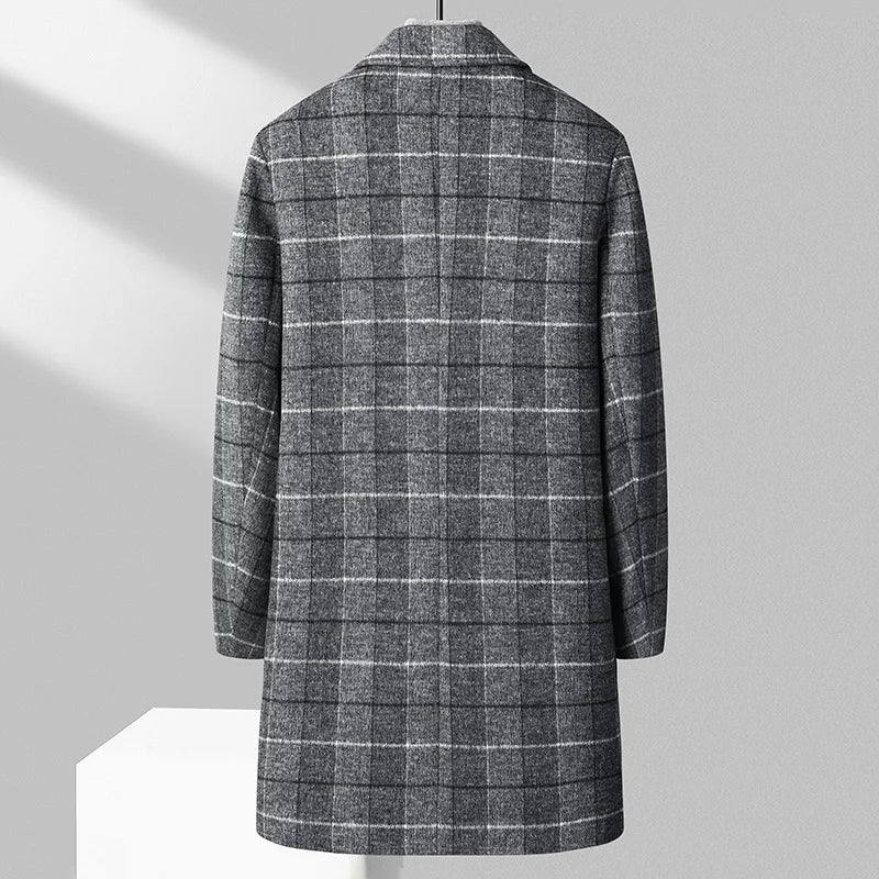 Brushed Plaid Overcoat