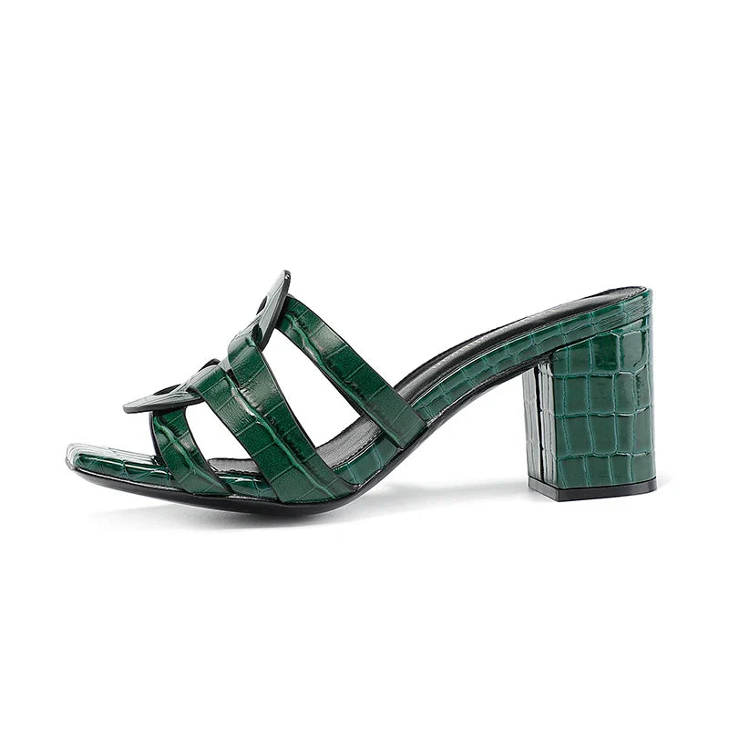 Jade Croc Mules