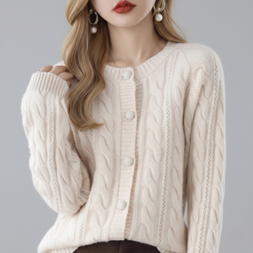 Cable Knit Button-Front Cardigan Sweater