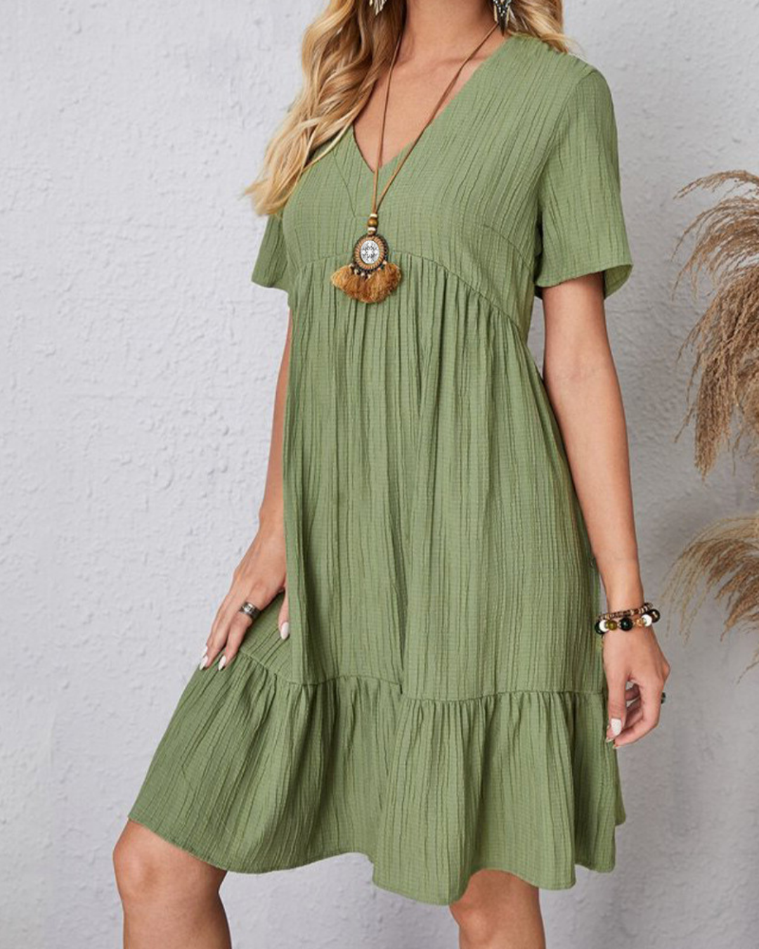 Romy - Peplum Dress with V-neck