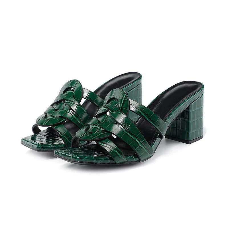 Jade Croc Mules