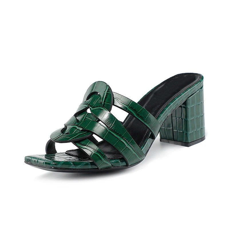 Jade Croc Mules