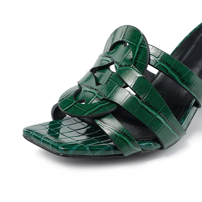 Jade Croc Mules