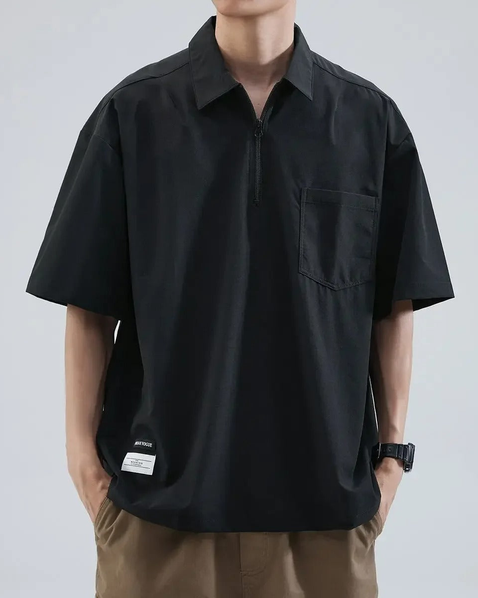 Oversized Zipper Polo