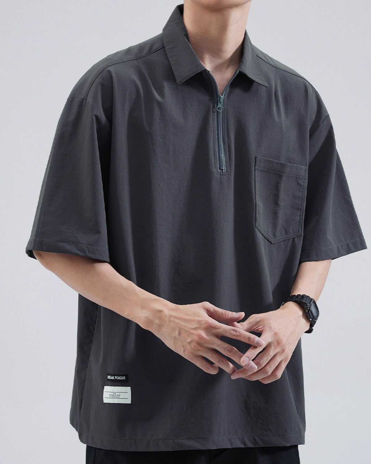 Oversized Zipper Polo